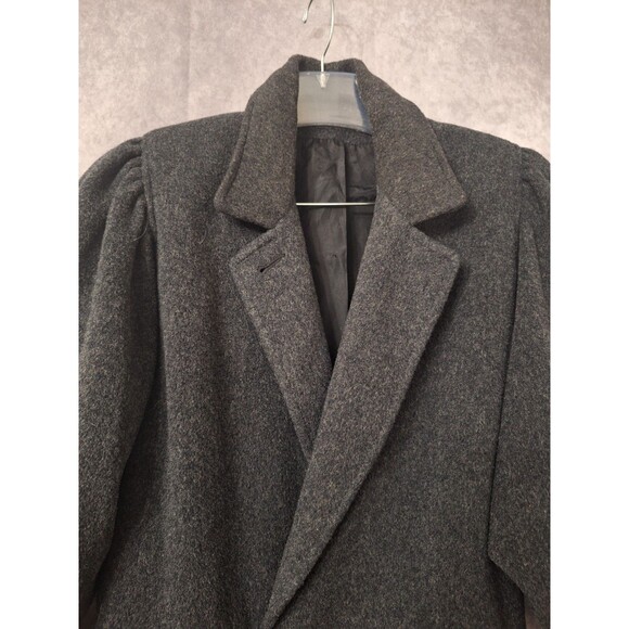 Vintage Braetan Wool Blend Long Coat Womens Sz 11/12 Gray One Button Made In USA - Picture 8 of 16